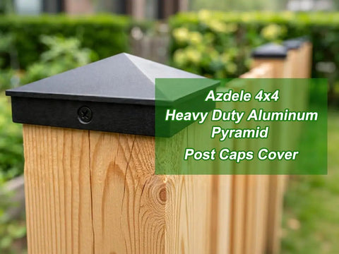 Rock Solid 4x4 Aluminum Post Caps Matte Black Pyramid Fence Covers Heavy Duty Powder Coated on wood post
