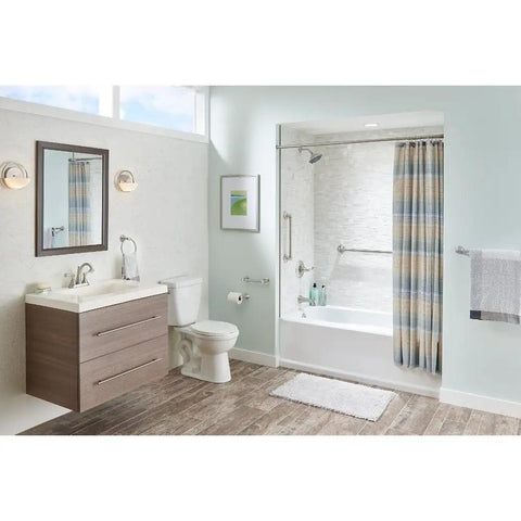 Bathroom with Shower Grab Bar 16 Inch Wall Mounted ADA Compliant Satin Nickel Safety Handle for Shower and Tub