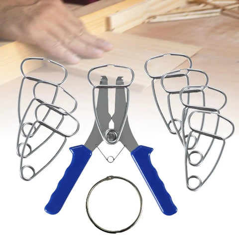 Spring Loaded Feather Tong Miter Clamping Set For Woodworking Pros With 8 Heavy Duty Vise Tools Perfectly Built To Hold Trims And Frames Tight During Glue Ups Like A Total Breeze, stainless steel plier and clamps
