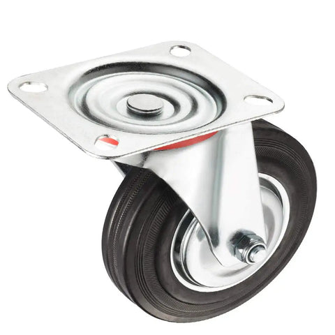 Top Shelf 6 Inch Rubber Caster Wheels 4 Pack With Two Smooth Rolling Swivel And Two Rock Solid Rigid Base Units Rated For A Hefty 331 Pounds Each Perfect For Heavy Hauling Shop Gear Movement Without Marring Clean Floors Anytime