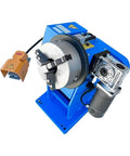 Rock Solid 110 Volt 8 Inch Welding Positioner Featuring A 3 Jaw Self Centering Hollow Chuck and smooth rotary base mechanism.