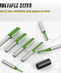 Industrial Grade Micro Grain Carbide Router Bits Set With Quarter Inch Shank Delivers Hella Sharp Cuts And Beast Mode Woodworking Performance For Tough Dado Milling Jobs Across Seven Optimal Cutting Diameters, featuring assorted sizes.
