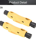 Double Ended Coax Cable Stripper 2 Pack for RG6 RG59 RG7 RG11 shown in yellow with black rotating cutter ends