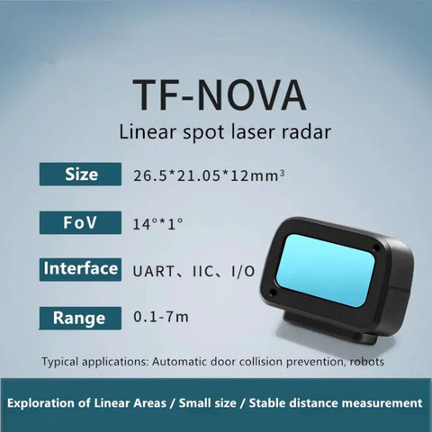 TF-NOVA Lidar Sensor For Obstacle Detection, compact laser radar with 0.1 to 7 m range, ideal for robotics and automation