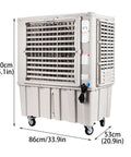 Portable Evaporative Air Cooler With Built In Water Tank And Easy Grip Remote Control, 140cm tall, grey plastic frame, ideal for home or work.