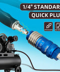 1/4 inch standard quick plug connecting to air compressor hose for Heavy Hitter Industrial Air Blow Gun With 40 Inch Stainless Steel Extension Wand High Output 200 Psi Blaster.