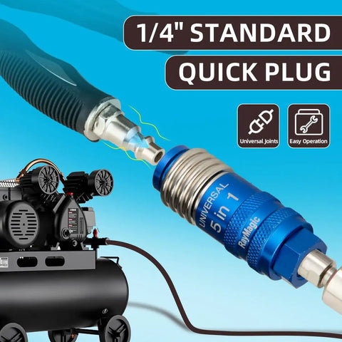 1/4 inch standard quick plug connecting to air compressor hose for Heavy Hitter Industrial Air Blow Gun With 40 Inch Stainless Steel Extension Wand High Output 200 Psi Blaster.
