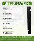 Specifications for High Lift Mower Blades Set For 60 Inch Mowers All In One Blade Kit with dimensions and thickness details