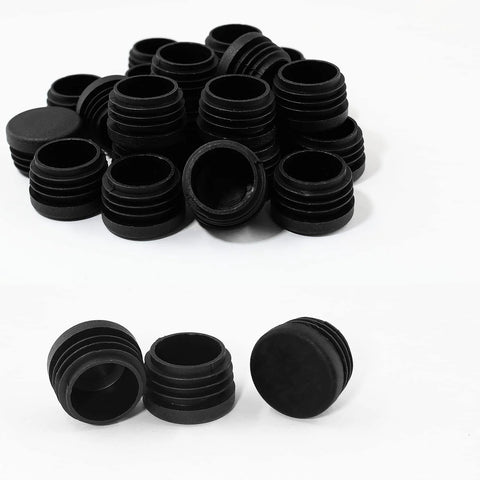 12 Pcs Round Plastic Hole Plugs 25mm Black End Caps For Tubing Glides Ideal For Table And Chair Legs End Inserts Covers Fits 25mm