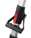 Close-up of the handle and locking mechanism of the Slick Folding Measuring Wheel With Precision Mechanical Counter And Solid Brake.