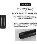 Six Pack 1 Inch Steel Pipe Two Inches Long Black Industrial Pipe Set For DIY Shelving and Home Decor Built to Last