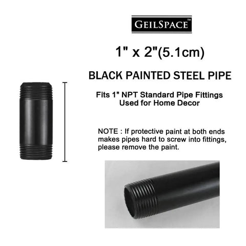 Six Pack 1 Inch Steel Pipe Two Inches Long Black Industrial Pipe Set For DIY Shelving and Home Decor Built to Last