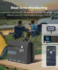 100W 12V Solar Panel Starter Kit With 30A LCD PWM Charge Controller displayed with app for RV and camper off grid power