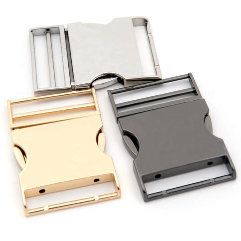 Front view of Tough Go To Quick Release Metal Buckle For Webbing Belts And Bags Zinc Alloy Gold Finish Double Side Release