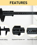 Plastic Vernier Caliper 150mm Mini Caliper With Dual Inch And Millimeter Scale Pro Grade Brow Shaping Tool Features