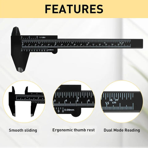 Plastic Vernier Caliper 150mm Mini Caliper With Dual Inch And Millimeter Scale Pro Grade Brow Shaping Tool Features