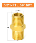 Beefy Brass Pipe Fitting Set Ten Pack Three Eighths Inch Male To Three Eighths Inch Male Hex Nipples Heavy Duty Forged Brass NPT