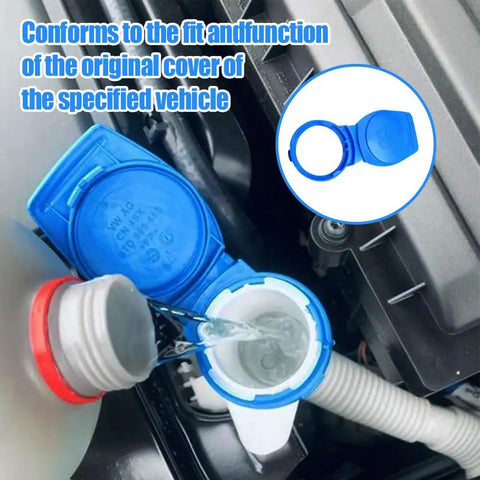 Close-up of installed 2 Pack Windshield Washer Fluid Cap Replacement For Porsche Cayenne 2003 Through 2018 Durable Plastic
