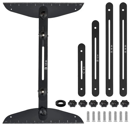 Stair Tread Template Tool And Jig Gauge Set For Precise Tread And Riser Layout, adjustable steel components with screws and knobs