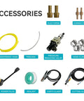 Accessories for 55 Amp Plasma Cutter With Touch Pilot Arc Inverter Dual Voltage 110V 220V, including hose and cutting gun.