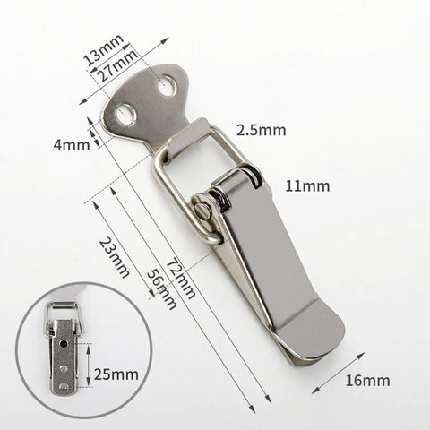 Heavy Duty Toggle Latch Lock With Spring Action For Secure Cabinet Box And Suitcase Closure Rust Resistant Metal Hardware Fitting Fits Furniture dimensions measuring 72mm by 13mm.