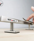Dope Wood Fingerboard And Metal Flat Rail Set With Bearing Wheels, DIY Assembly, close-up of rail and finger positioning