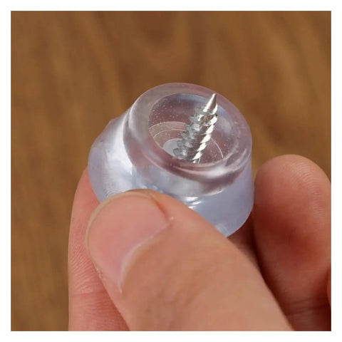 Close-up of no slip rubber feet kit for furniture and appliances, 60 pack, thermoplastic rubber with stainless steel washer and screw.