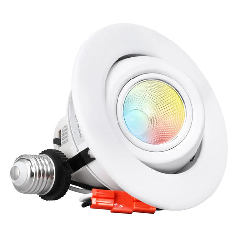4 Inch LED Gimbal Retrofit Recessed Lighting Kit, Dimmable, 5 CCT Selectable 2700K To 5000K, 9W, CRI90 Eyeball Can Light