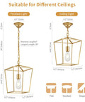 Industrial Gold Lantern Pendant Light With Iron Cage E26 Chandelier for dining room with measurements and ceiling options
