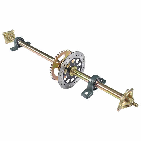 44 Inch Go Kart Rear Axle Shaft Kit Beefed Up With 530 37T Chain Sprocket Brake Disc Pillow Block Bearings And 4 Bolt Wheel Hub