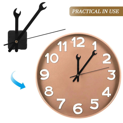 Silent Quartz Wall Clock Movement Kit With Hands For DIY Repair And Craft Projects Battery Powered Motor Replacement 6.69In Easy Install