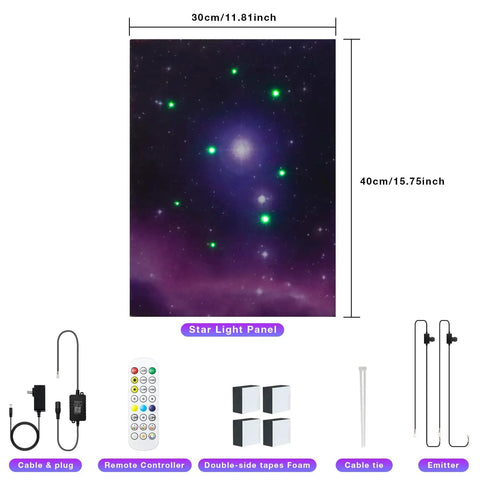8 Pack Fiber Optic Starlight Soundproof Foam Panels For Walls And Ceilings with remote and accessories, ideal for gaming setups.