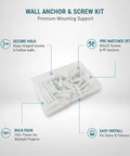 100 Piece White PP Drywall Anchor And Screw Kit with self-tapping M3x25 plugs in plastic tray for hollow walls