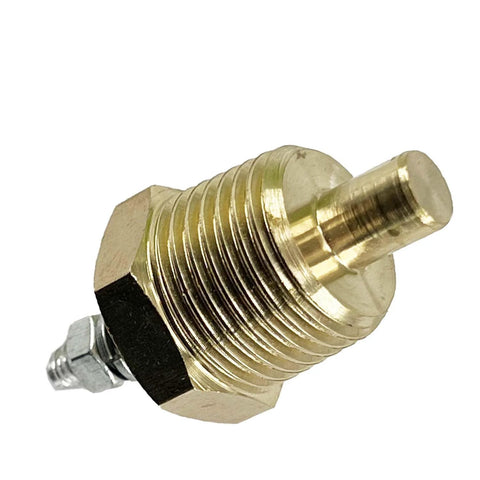 Engine coolant temperature sensor, brass with threaded body and hex nut, close-up view