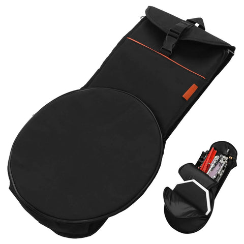 Road Ready Oxford Fabric Drum Storage Bag With Hella Tough Waterproof Seams For Packing Sticks Pedals And Percussion Gear On Long Haul Tours Or Weekend Campouts, black carry case with compartments.
