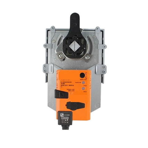 Heavy Duty 16Nm Rotary Actuator For Ventilation Systems Smooth As Butter Hvac Damper Controller AC DC 24 Volt Motor top view with control panel.