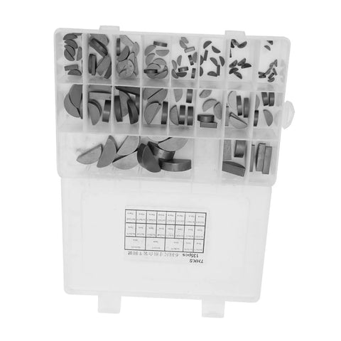 135 Piece Woodruff Key Assortment Kit With 21 Sizes Durable Steel Keys In A Portable Storage Box For Automotive Flywheel Pulley Crankshaft Repair And Machinery Maintenance