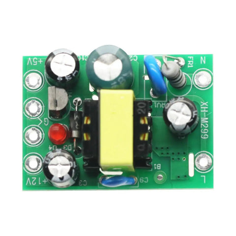 Two Pack AC DC Isolated Switching Power Supply Module Board Dual Output 110V 220V To 5V And 12V DC Converter Power Module For DIY Projects DIY Friendly, green PCB with transformer