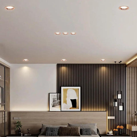 Image of UWYTGF Retrofit Led Recessed Lighting installed in a modern room, showcasing adjustable color temperature and sleek aluminum design.