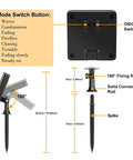 Diagram showing the mode switch and solar panel setup for Mega Long Solar Fairy String Lights 288 Feet 800 LED.