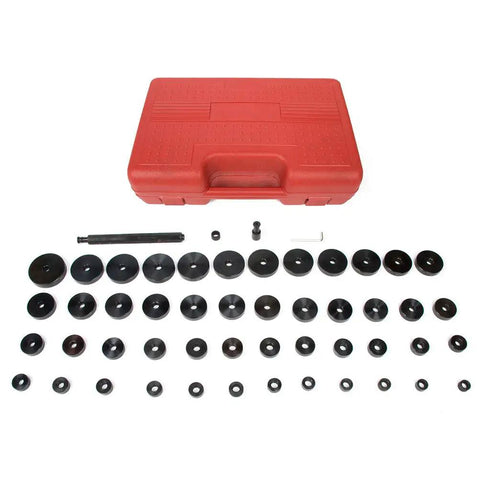 52 In 1 Custom Bushing Driver Tool Set Pro Grade All In One Kit With 49 Interchangeable Discs shown with carrying case and components