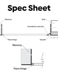 Spec sheet showing installation details for Tough As Nails 22X30 Drywall Access Panel For Walls And Ceilings 16 Gauge Steel.