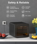 Heavy Duty Food Dehydrator Machine With Seven Stainless Trays And Simple Temp Timer Tweaks Straight Up Crushes Bulk Snack Prep Gonna Keep Your Jerky Fruit Meat Herbs Fresh Year Round Tight on kitchen counter with fruit.