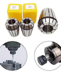 Premium ER16 CNC Collet Chuck 0.015mm Precision Spring Tool Holder for Milling Machines with collets and milling setup details.