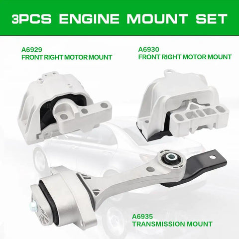 Heavy Duty Engine And Transmission Mount Kit Compatible With Volkswagen Beetle 1998 To 2005 Hella Solid Original Equipment Replacement Vibration Control Component Set, showing three motor mounts.