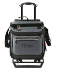 Titan Collapsible Wheeled Soft Sided Cooler with Detachable Rolling Cart in Sharkskin Grey, front view showing insulation
