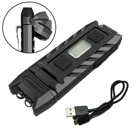 85 Lumens USB Rechargeable Keychain Light With Tiltable Head And Clip White And Red LEDs Ultra Portable Lightweight Durable Tiny Work Light