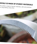 Close-up of steel blade in Two Piece Manual Weeding Sickle Tool Set For Quick Garden Clearing And Harvesting Portable Multi Functional Garden Tool