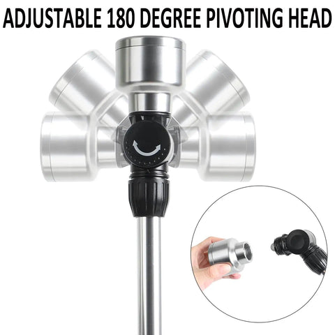 Soft Rain Watering Wand With Pivoting Head And Thumb Control showing adjustable 180-degree pivoting head