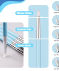 2 In 1 Dotting And Brush Tool For Clay And Nail Art Silicone Ball Stylus Set With Five Blue Handles Ceramic Dotting Tools For Rock Painting Pottery Embossing Blending Drawing And Modeling, silicone tip and acrylic handle